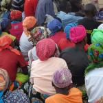 Community members participating in a training on index insurance